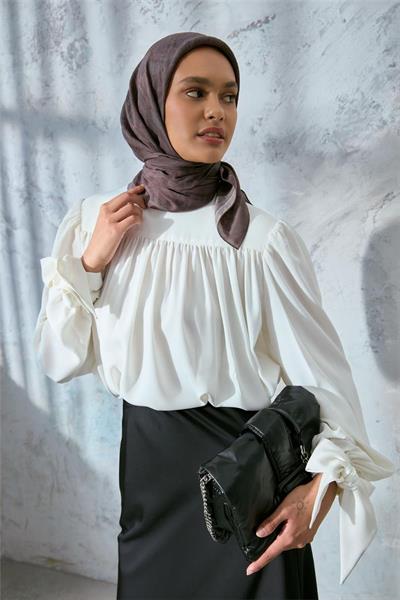 Viskon Velora Eşarp Füme-Gri Toprak Tonlu Tok Duruşlu Kaymaz Dokulu 90x90