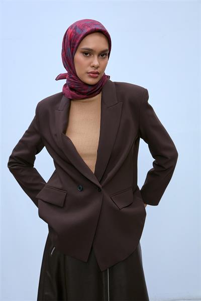 Viskon Velora Eşarp Bordo-Şarabi Tonlu Desenli Tok Duruşlu Kaymaz 90x90