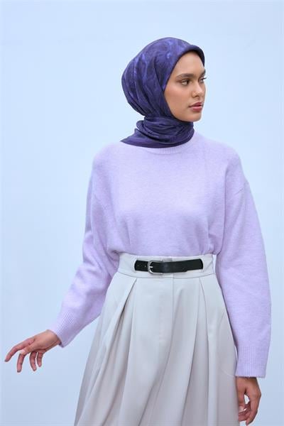 Viskon Velora Eşarp Koyu Mor-Füme Tonlu Tok Duruşlu Kaymaz 90x90