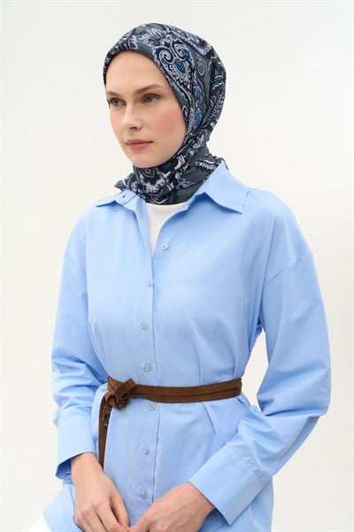 Viskon Velora Eşarp Dört Mevsim Etro Desen Küf Yeşili 90X90