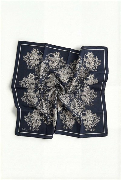 Viskon Velora Eşarp Dört Mevsim Barok Floral Desen Canlı Siyah 90X90