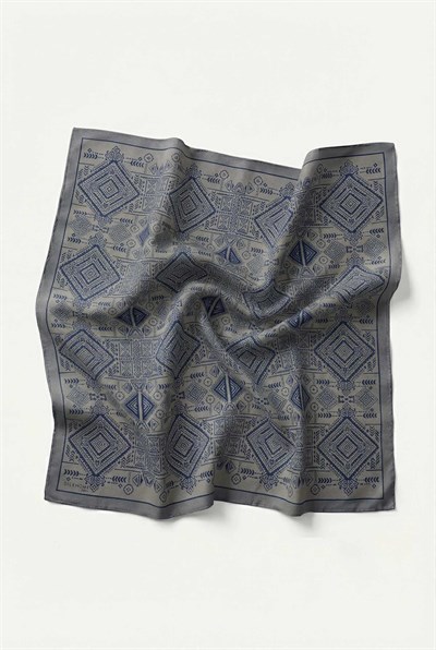 Viskon Velora Eşarp Dört Mevsim Kilim Desen Küf Yeşili 90X90