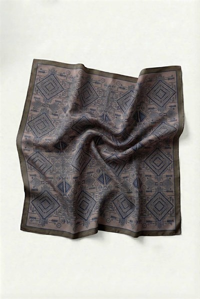 Viskon Velora Eşarp Dört Mevsim Kilim Desen Mocha 90X90