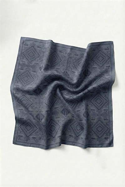 Viskon Velora Eşarp Dört Mevsim Kilim Desen Mavi 90X90