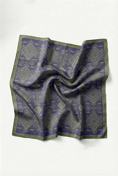 Viskon Velora Eşarp Dört Mevsim Kilim Desen Mor 90X90