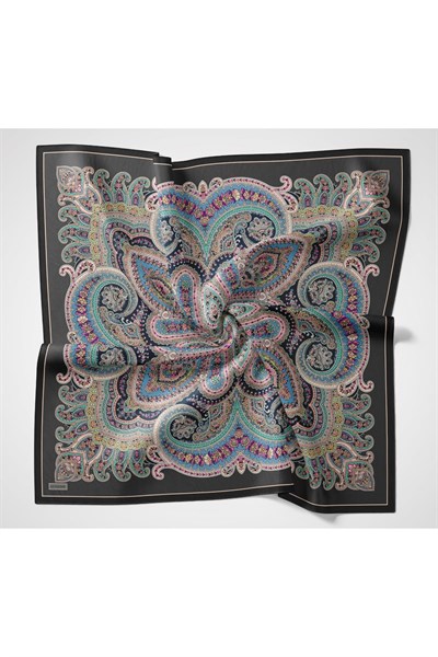 Velora Eşarp Ethnic Antrasit 90x90