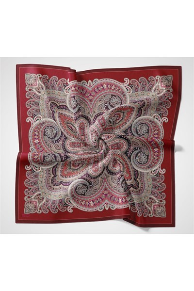 Velora Eşarp Ethnic Bordo 90x90