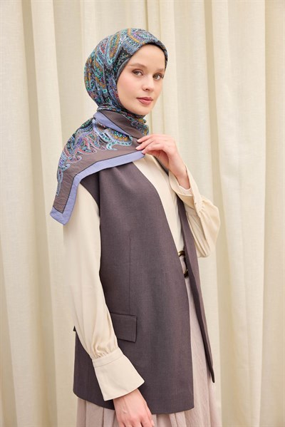 Velora Eşarp Ethnic Koyu Vizon 90x90
