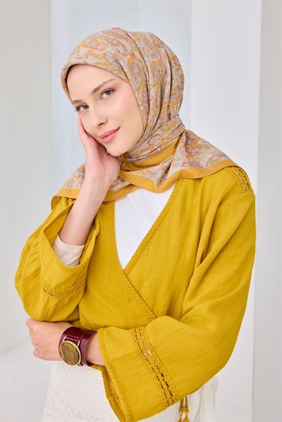 Velora Eşarp Ethnic Sarı