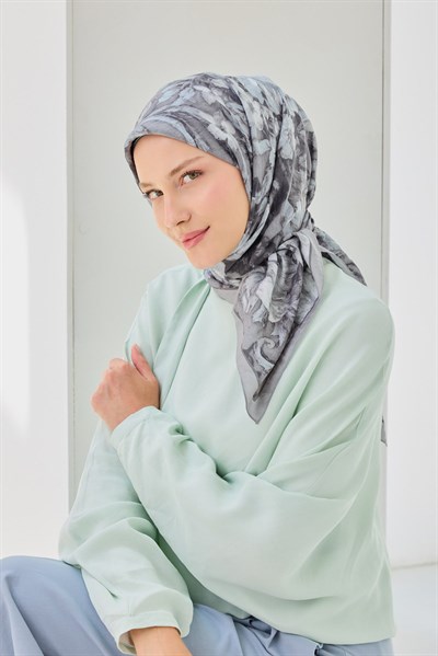 Velora Eşarp Fleur Koyu Gri