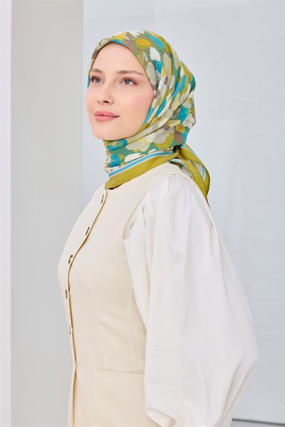 Velora Eşarp Floral Yağ Yeşili
