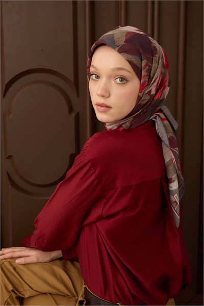 Velora Eşarp Flower Bordo