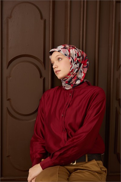 Velora Eşarp Flower Bordo