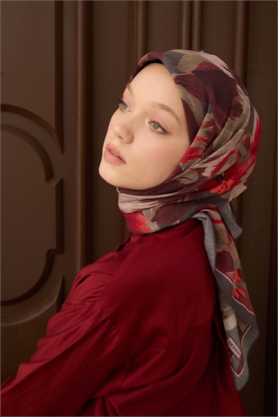 Velora Eşarp Flower Bordo