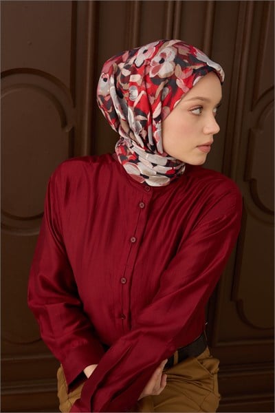Velora Eşarp Flower Bordo
