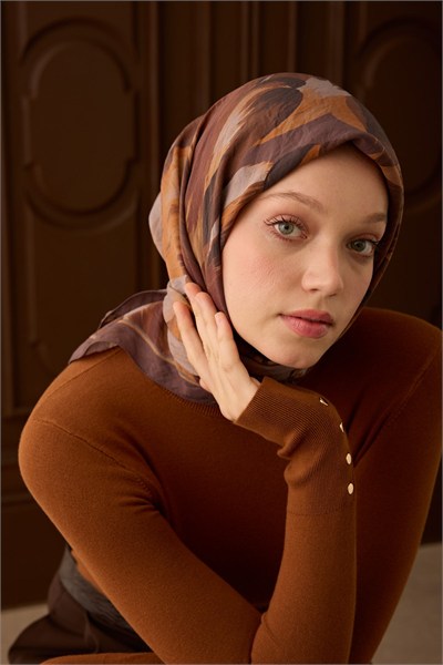Velora Eşarp Flower Çikolata Kahve