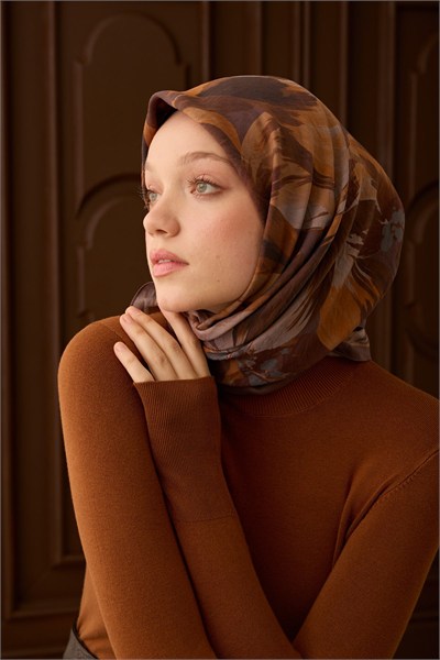 Velora Eşarp Flower Çikolata Kahve