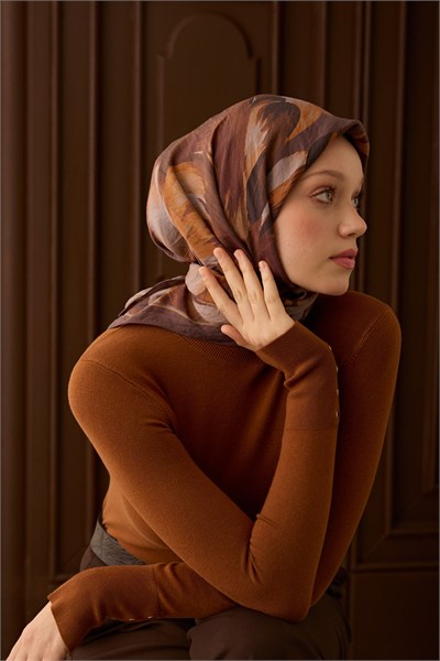 Velora Eşarp Flower Çikolata Kahve