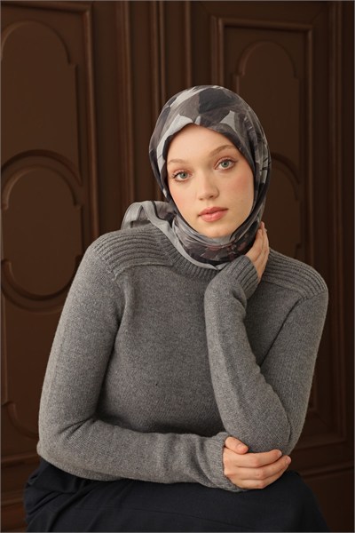 Velora Eşarp Flower Füme