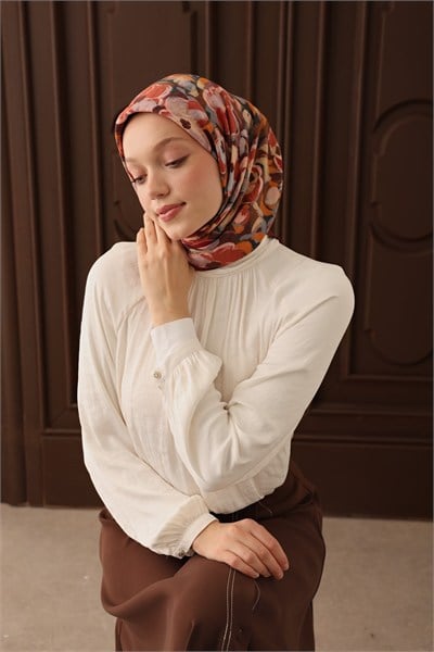 Velora Eşarp Flower Kiremit Bordo