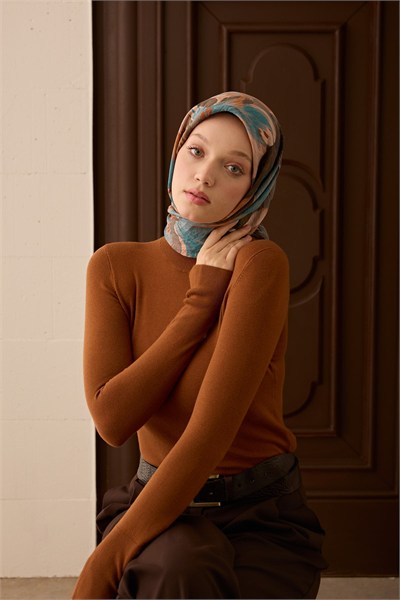 Velora Eşarp Flower Koyu Gri