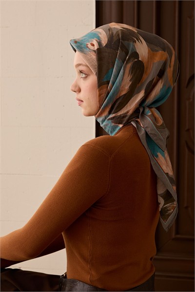 Velora Eşarp Flower Koyu Gri