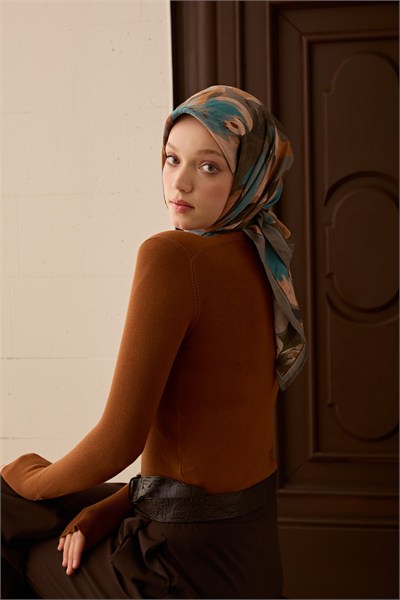 Velora Eşarp Flower Koyu Gri