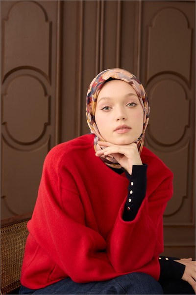 Velora Eşarp Flower Koyu Gri