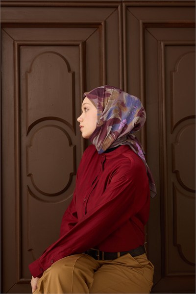 Velora Eşarp Flower Koyu Gülkurusu