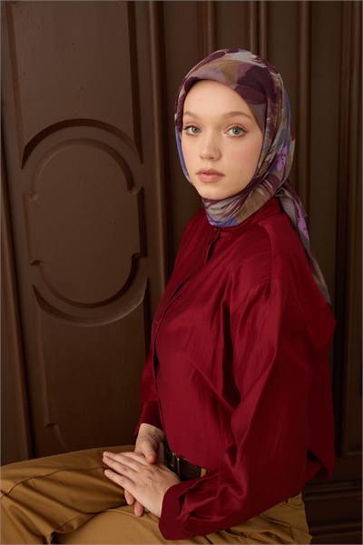 Velora Eşarp Flower Koyu Gülkurusu