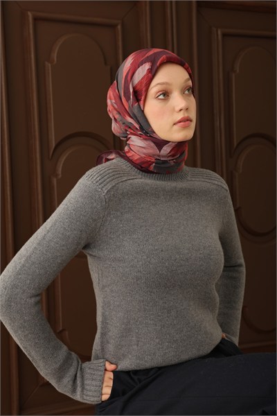 Velora Eşarp Flower Koyu Mor