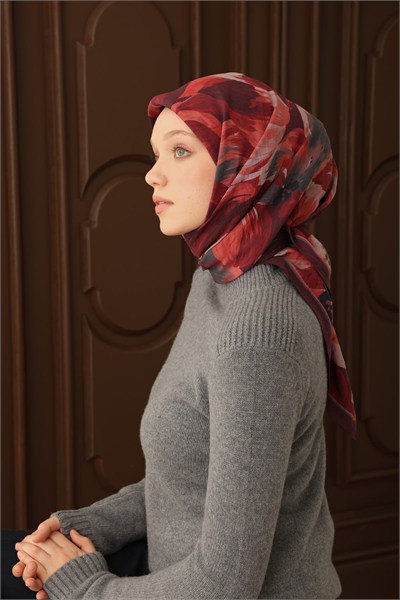 Velora Eşarp Flower Koyu Mor
