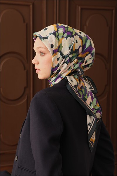 Velora Eşarp Flower Koyu Zümrüt