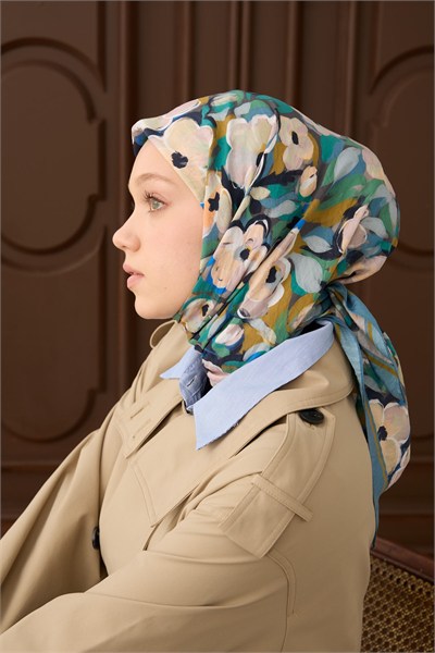 Velora Eşarp Flower Mavi