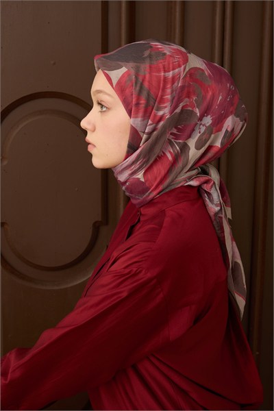 Velora Eşarp Flower Mürdüm