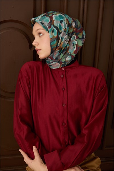 Velora Eşarp Flower Petrol Mavisi