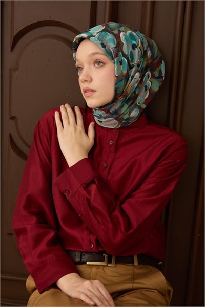 Velora Eşarp Flower Petrol Mavisi