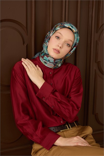 Velora Eşarp Flower Petrol Mavisi