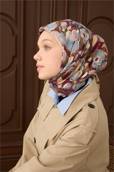 Velora Eşarp Flower Yeşil Bej