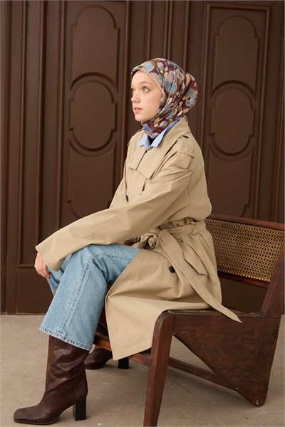 Velora Eşarp Flower Yeşil Bej