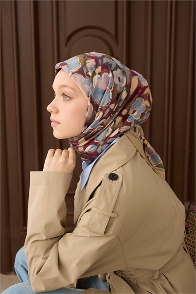 Velora Eşarp Flower Yeşil Bej