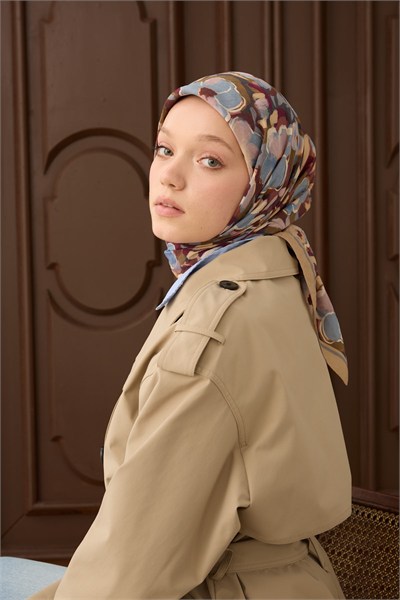 Velora Eşarp Flower Yeşil Bej