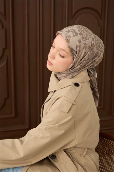 Velora Eşarp Shawl Pattern Açık Vizon