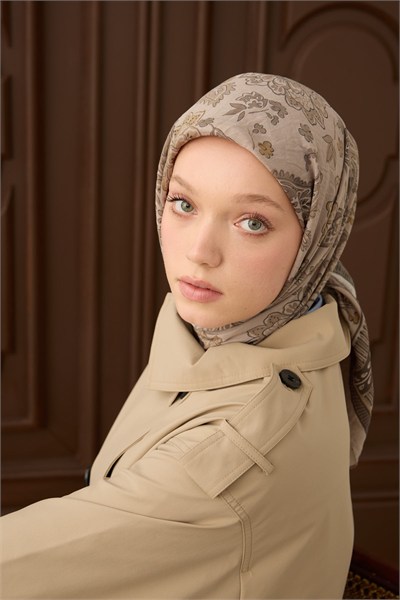 Velora Eşarp Shawl Pattern Açık Vizon