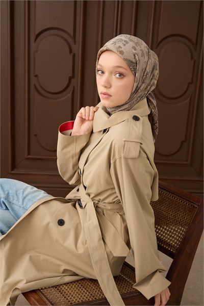 Velora Eşarp Shawl Pattern Açık Vizon