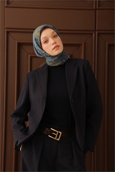 Velora Eşarp Shawl Pattern Koyu İndigo