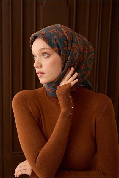 Velora Eşarp Shawl Pattern Petrol Yeşili