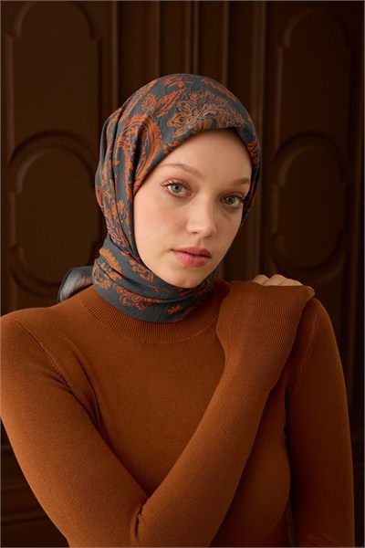 Velora Eşarp Shawl Pattern Petrol Yeşili