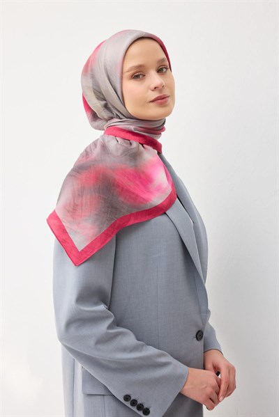 Velora Eşarp Sis Desen Fuşya 90X90