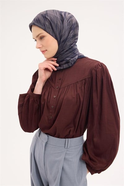 Velora Eşarp Sulu Boya Desen Koyu Lacivert 90X90